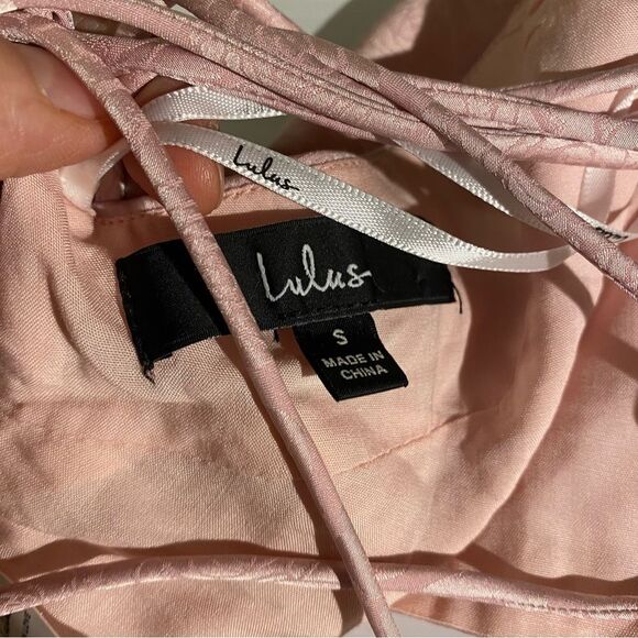 Lulus  2 piece In a Bliss Pink Floral Satin Jacquard Ruched Mini Skirt crop XS - Picture 5 of 15